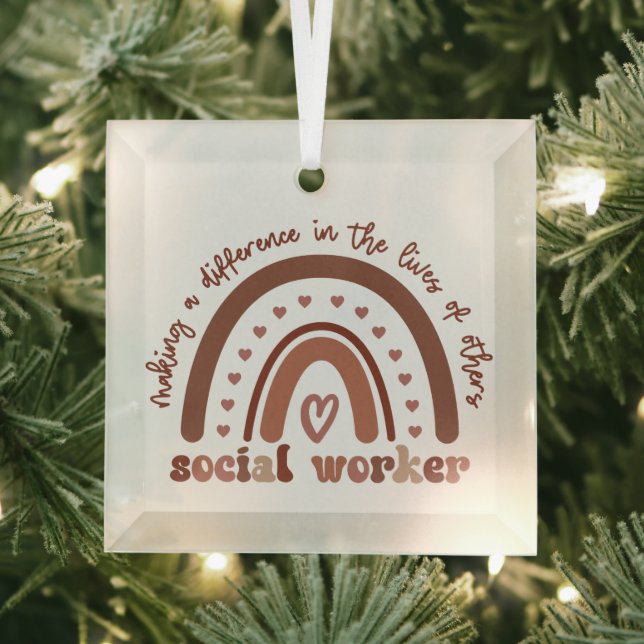 Social Worker Appreciation Graduation Gifts Glass Tree Decoration (Insitu)