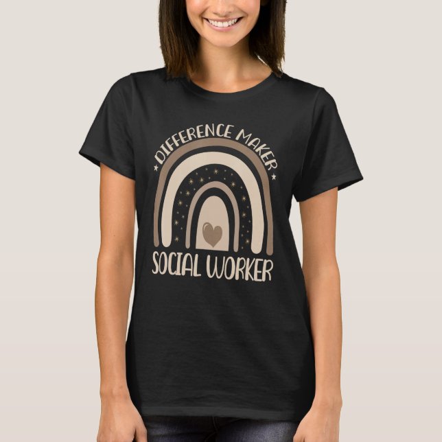 Social Worker Are Difference Maker Rainbow Retro 1 T-Shirt (Front)