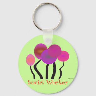 Social Worker Artsy Tree Design Gifts Key Ring
