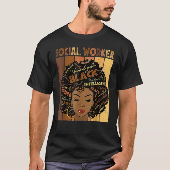 Social Worker Black History Queen Melanin Afro Afr T-Shirt (Front)