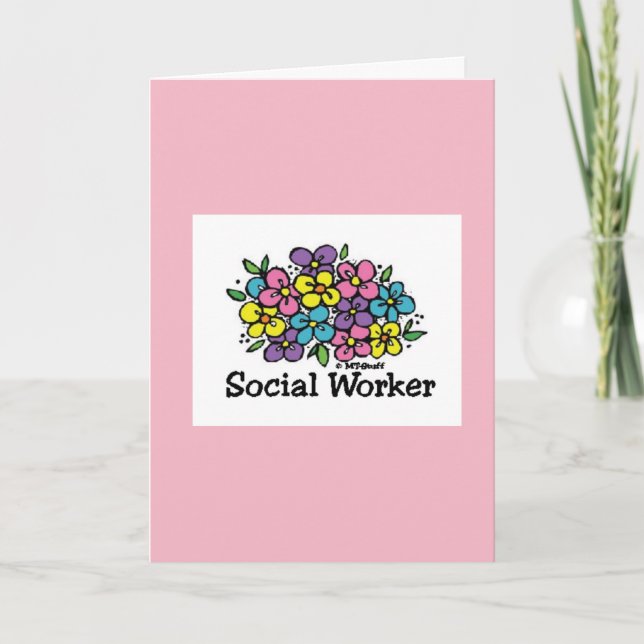 Social Worker Blooms Thank You Card (Front)