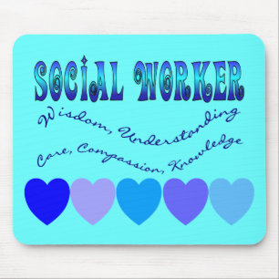 Social Worker BLUE HEARTS Mouse Mat