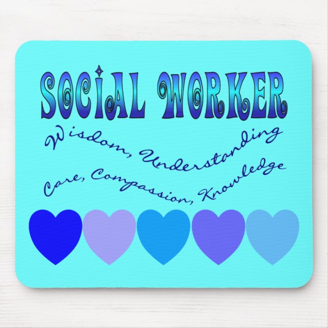 Social Worker BLUE HEARTS Mouse Mat (Front)