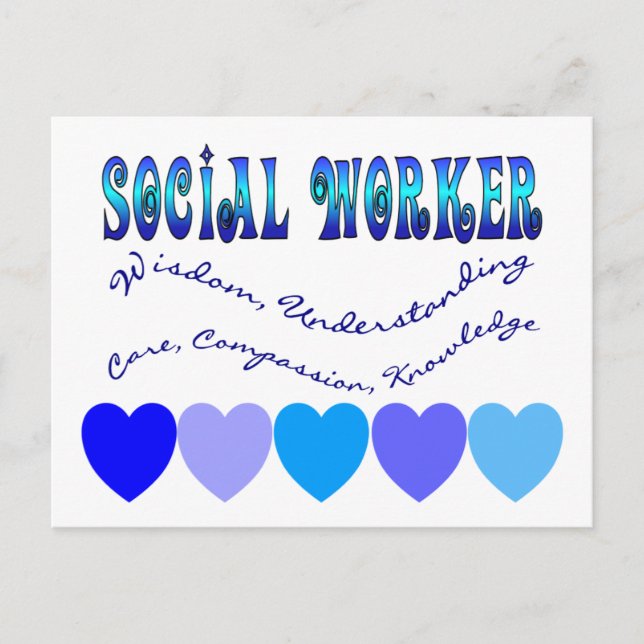 Social Worker BLUE HEARTS Postcard (Front)