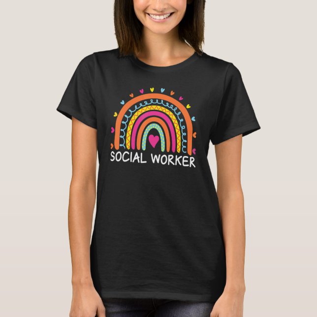 Social Worker Boho Rainbow Back To School Apprecia T-Shirt (Front)