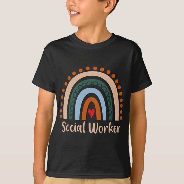Social Worker Boho Rainbow Back To School Apprecia T-Shirt (Front)