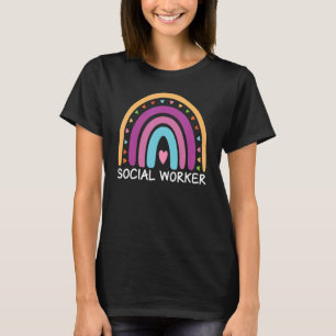Social Worker Boho Rainbow Back To School Apprecia T-Shirt