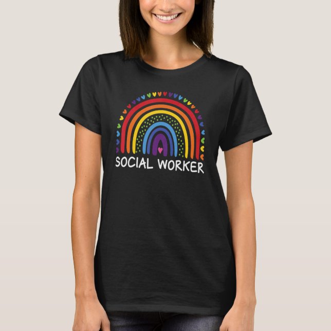 Social Worker Boho Rainbow Back To School Apprecia T-Shirt (Front)