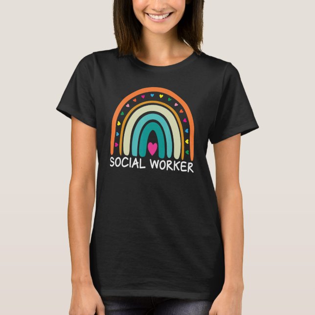 Social Worker Boho Rainbow Back To School Apprecia T-Shirt (Front)