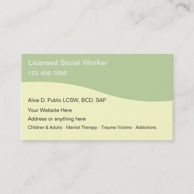 Social Worker Business Cards (Front)