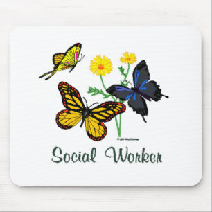 Social Worker Butterflies Mouse Mat