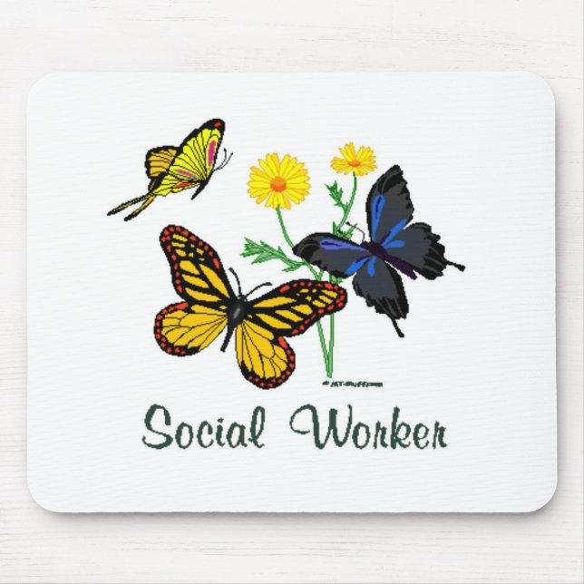 Social Worker Butterflies Mouse Mat (Front)