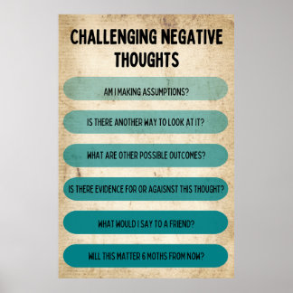 Social Worker Challenging Negative Thoughts Poster