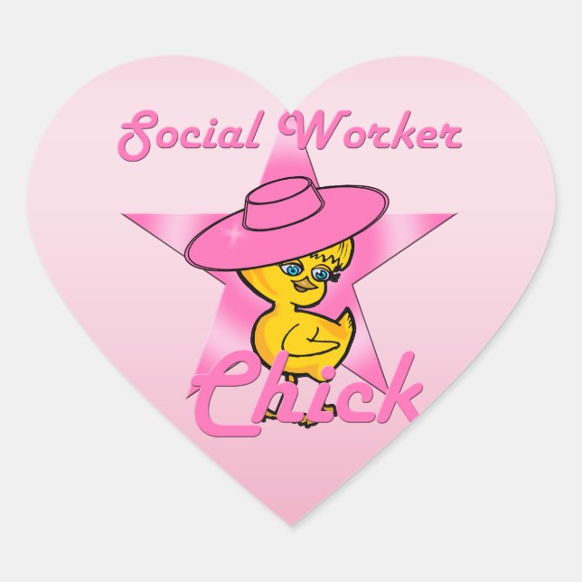Social Worker Chick #8 Heart Sticker (Front)