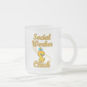 Social Worker Chick Frosted Glass Coffee Mug