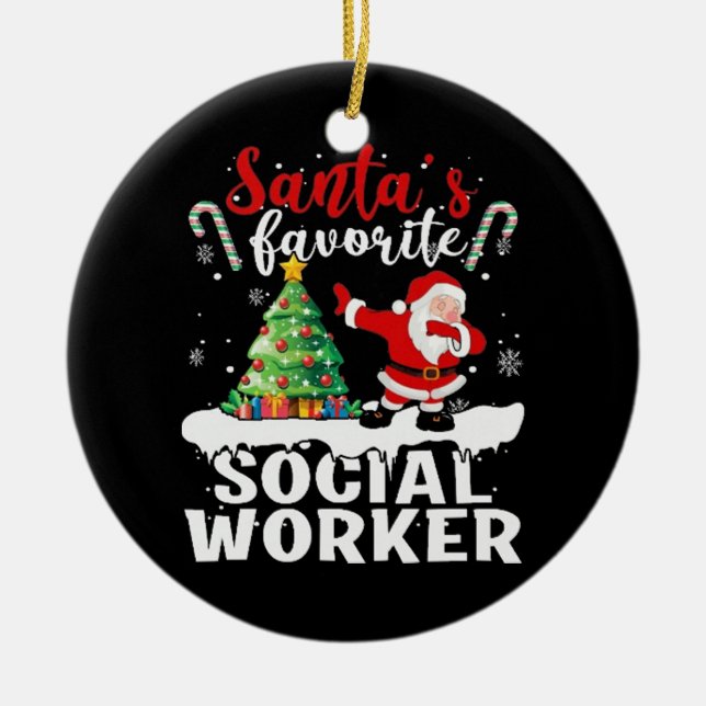 Social Worker Christmas Ceramic Tree Decoration (Front)