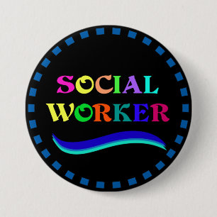 Social Worker, colourful text design 7.5 Cm Round Badge