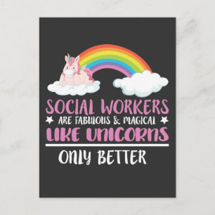 Social Worker Cute Rainbow Magical Unicorn Postcard
