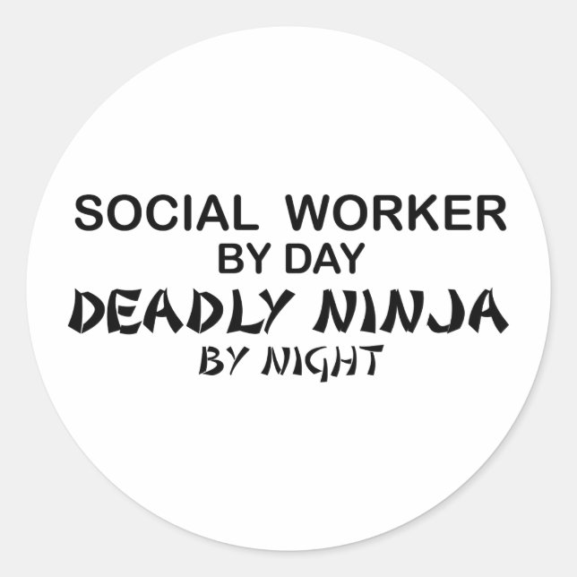 Social Worker Deadly Ninja Classic Round Sticker (Front)