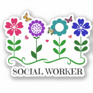Social Worker design, flowers and butterflies,