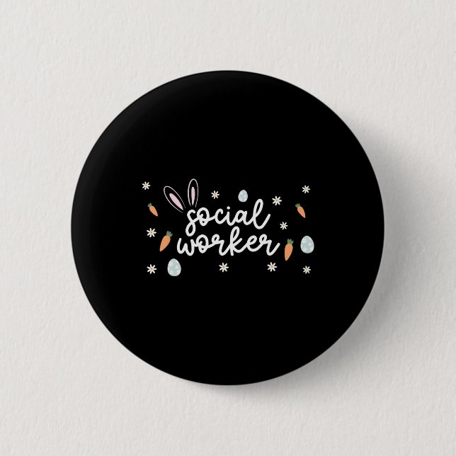 Social Worker Easter School Social Work Bunny Eggs 6 Cm Round Badge (Front)