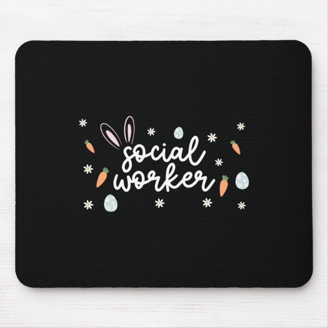 Social Worker Easter School Social Work Bunny Eggs Mouse Mat (Front)