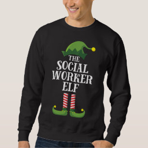 Social Worker Elf Matching Family Christmas Party Sweatshirt