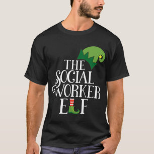 Social Worker Elf Matching Family Christmas Party T-Shirt