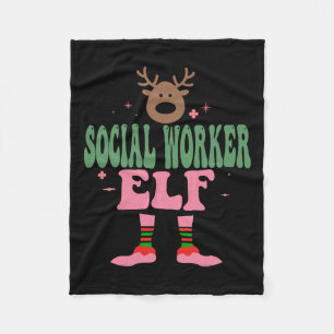 Social Worker Elf Xmas Family Group Christmas Part Fleece Blanket