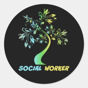 Social Worker, Floral Graphics Classic Round Sticker