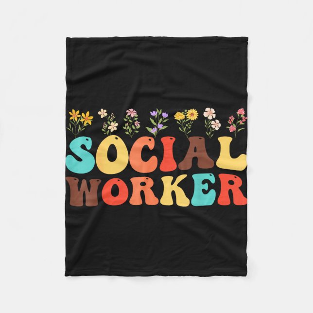 Social worker flower women men kids social work fleece blanket (Front)