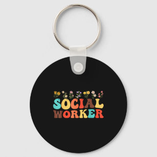 Social worker flower women men kids social work key ring