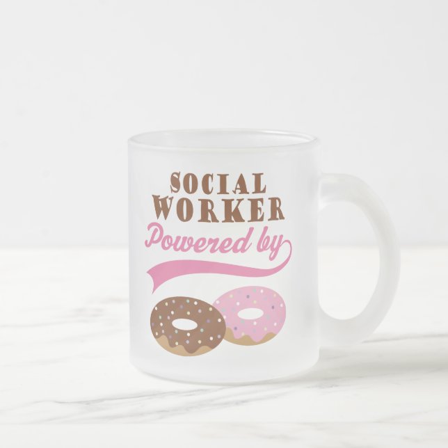 Social Worker Funny Gift Frosted Glass Coffee Mug (Right)