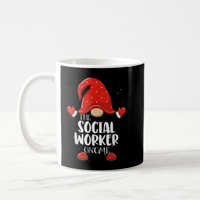 Social Worker Gnome Matching Family Group Christma Coffee Mug (Left)