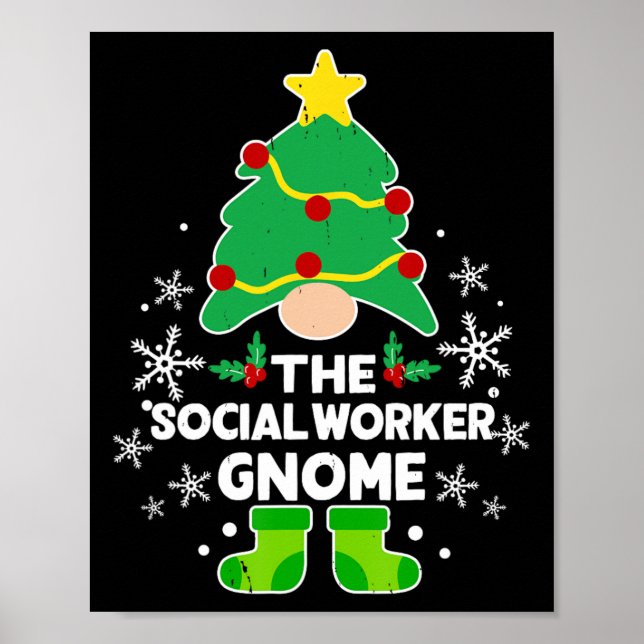 Social Worker Gnome Xmas Family Holiday Christmas  Poster (Front)