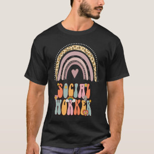 Social Worker Groovy Retro Vintage Rainbow Social T-Shirt