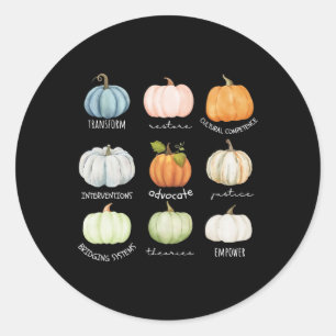 Social Worker Halloween Fall Pumpkin Thanksgiving  Classic Round Sticker