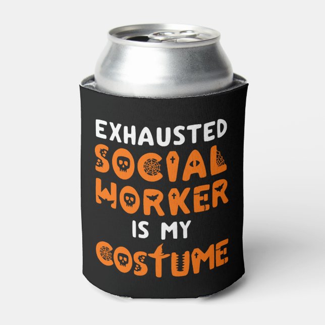 Social Worker Halloween Shirt Funny Social Work Can Cooler (Can Front)