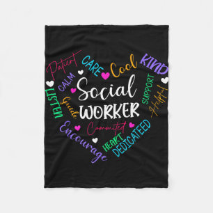 Social worker heart funny social work for womens fleece blanket