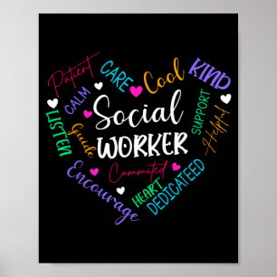 Social Worker Heart Funny Social Work for Womens Poster