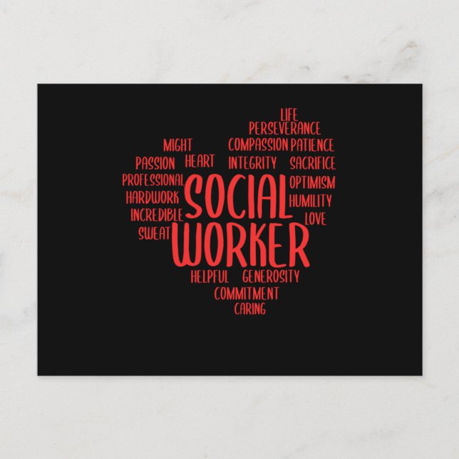 Social Worker Heart Social Care Gift Postcard (Front)
