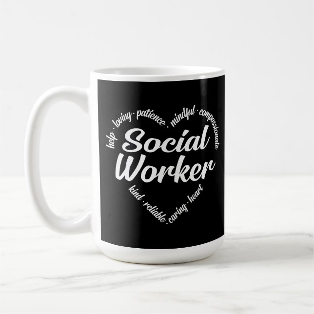 Social Worker Heart Word Cloud Coffee Mug (Left)