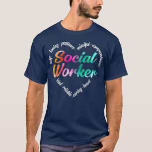 Social Worker Heart Word Cloud Watercolor T-Shirt