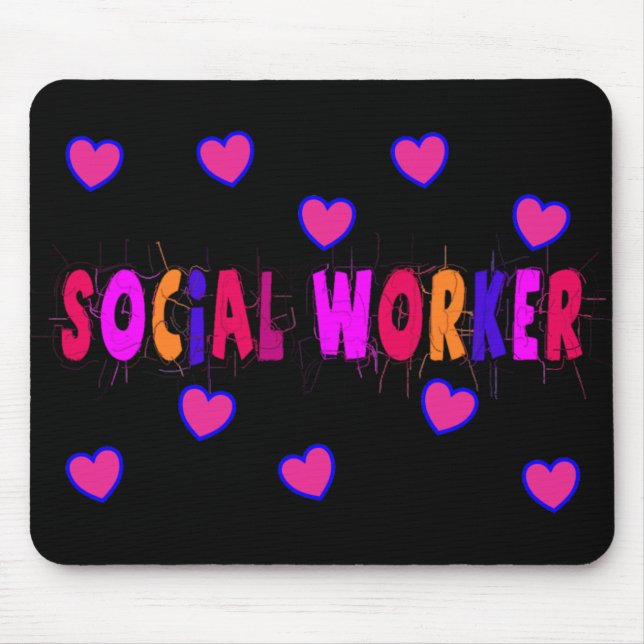 Social Worker HEARTS Mouse Mat (Front)