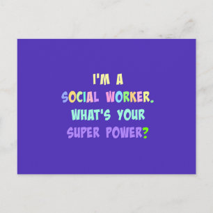 Social Worker Humour, Pastel Lettering, Blue Indig Postcard