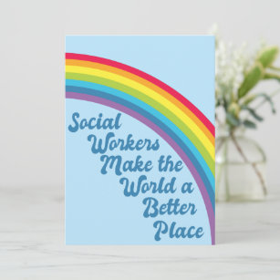 Social Worker Inspirational Quote Rainbow Blue Card