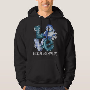 Social Worker Love Snowman Women Winter Season Chr Hoodie