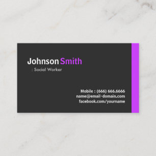 Social Worker - Modern Minimal Purple Business Card