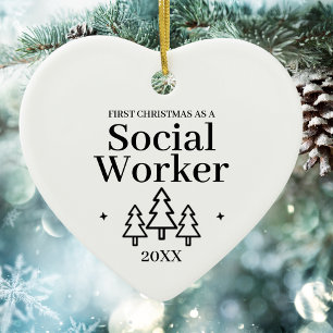 Social Worker New Job Christmas Ceramic Tree Decoration