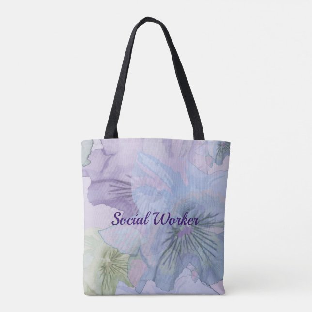 Social Worker, pastel floral background Tote Bag (Back)